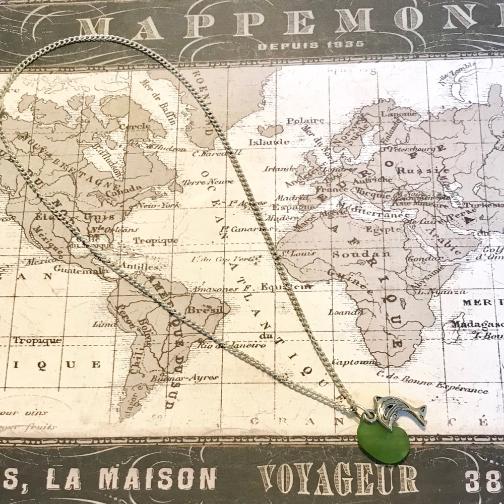 Sea Glass and Dolphin Necklace